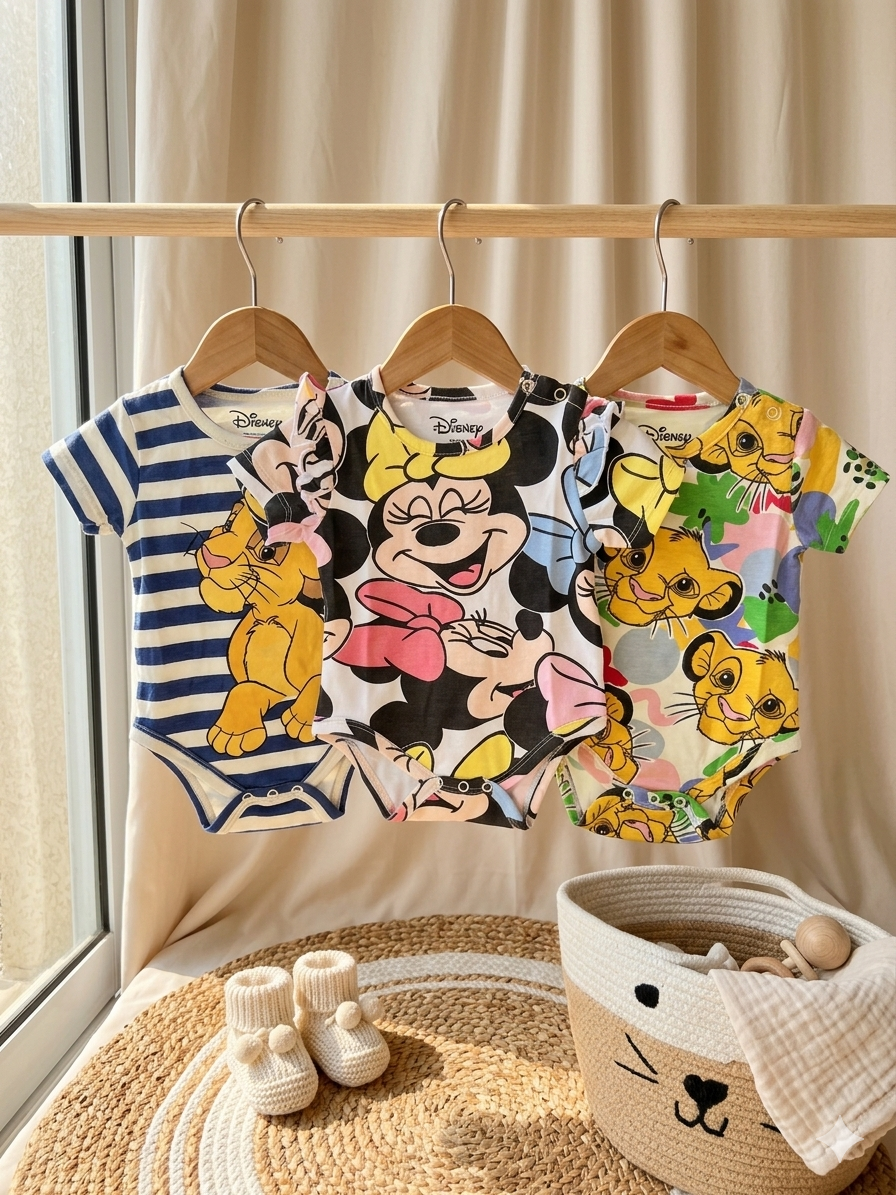 Disney Romper Set (Pack of 3) – Soft Cotton Printed