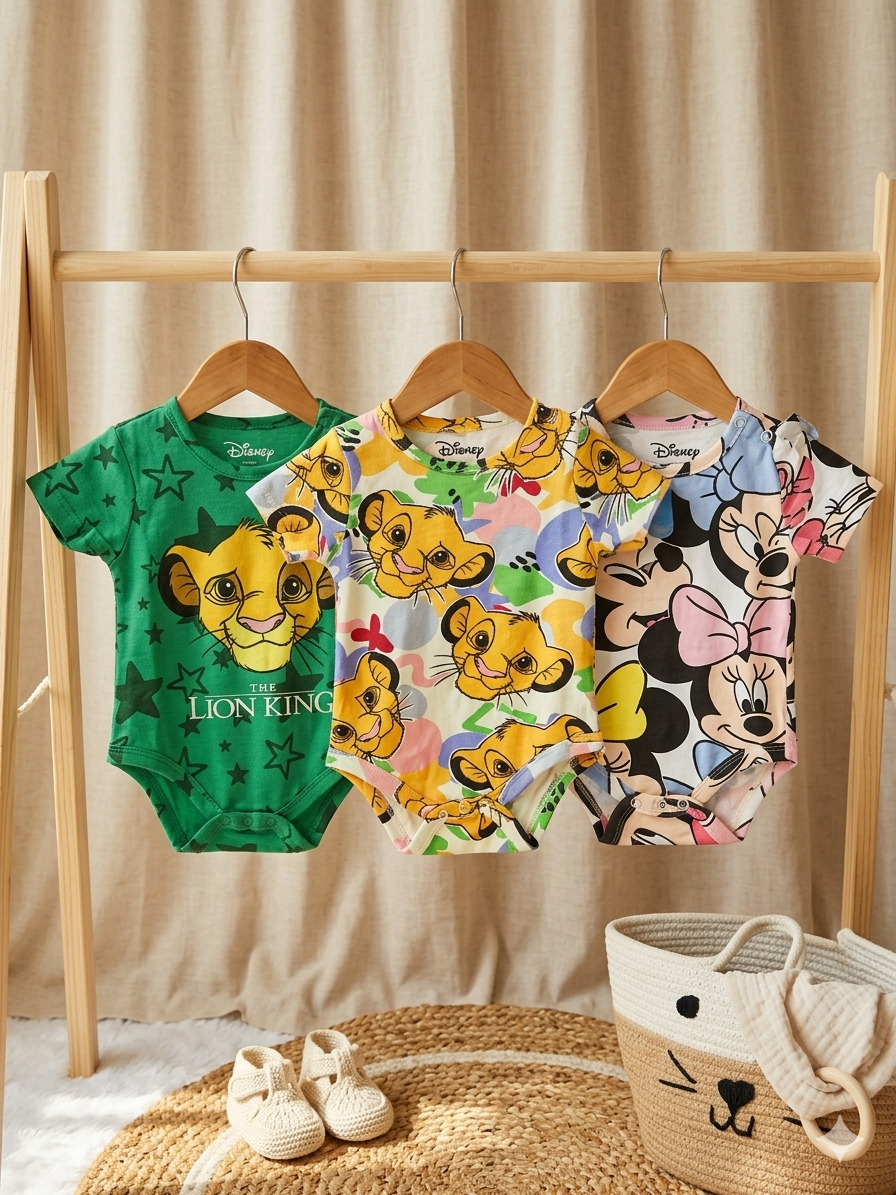 Disney Romper Set (Pack of 3) – Soft Cotton Printed