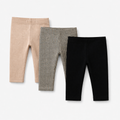 Kiabi Infant Girls Pack of 3 Cotton Stretchable Ankle-Length Leggings