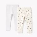 Kiabi Infant Girls Pack of 2 Cotton Stretchable Ankle-Length Leggings