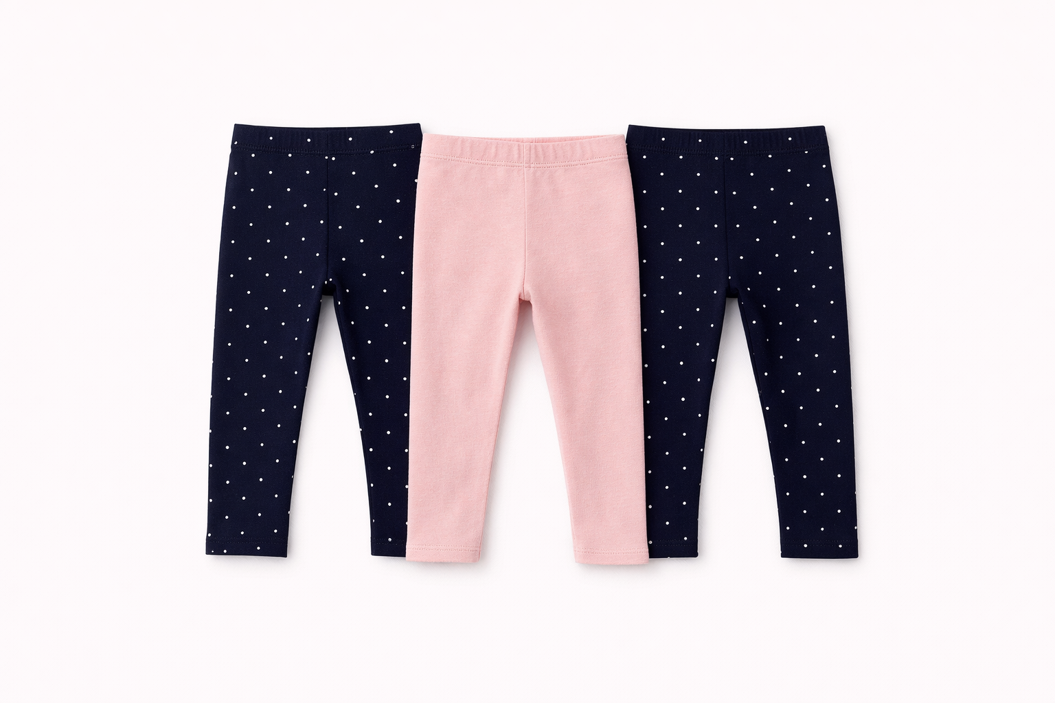 Kiabi Infant Girls Pack of 3 Cotton Stretchable Ankle-Length Leggings