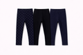 Kiabi Infant Girls Pack of 3 Cotton Stretchable Ankle-Length Leggings
