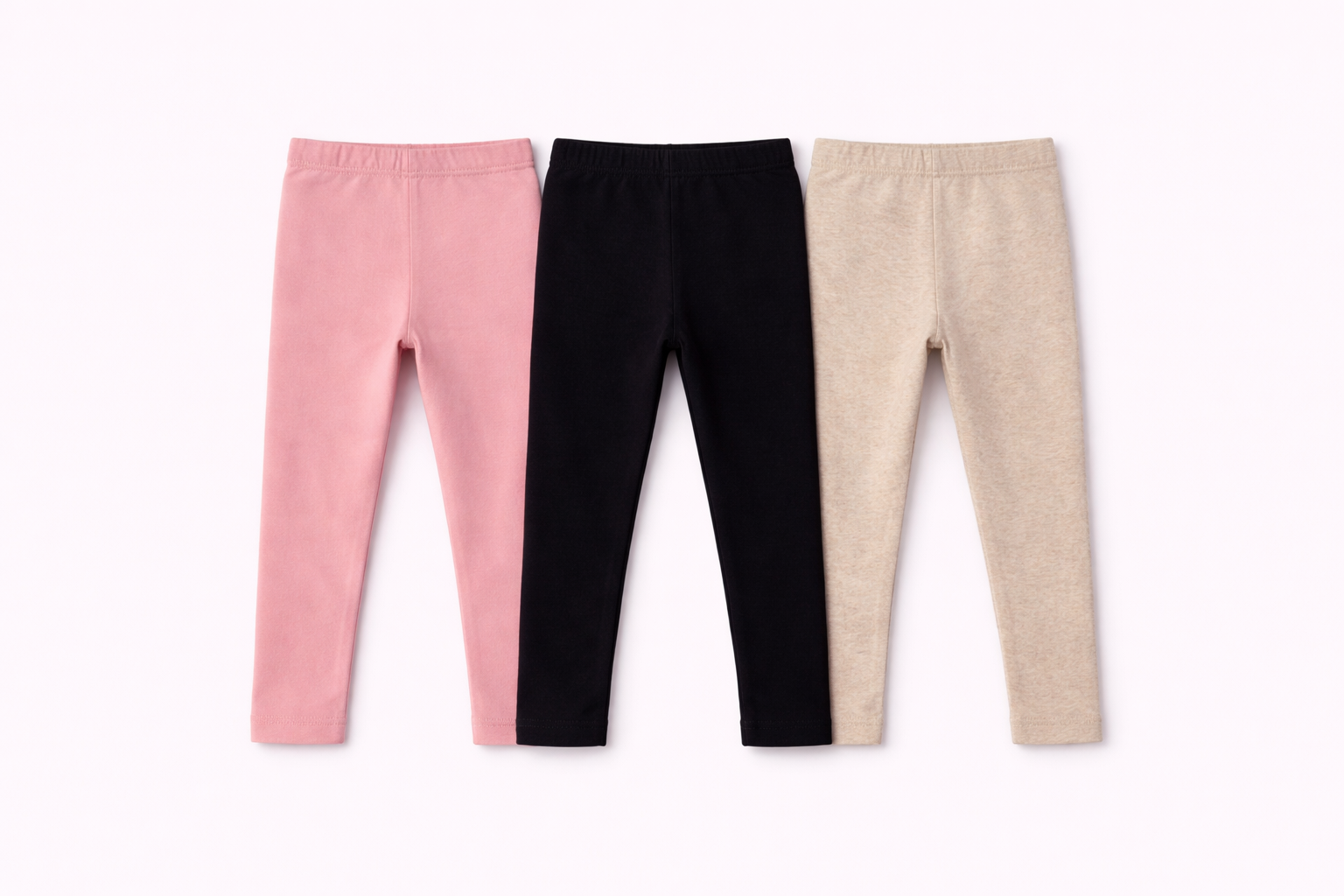 Kiabi Infant Girls Pack of 3 Cotton Stretchable Ankle-Length Leggings