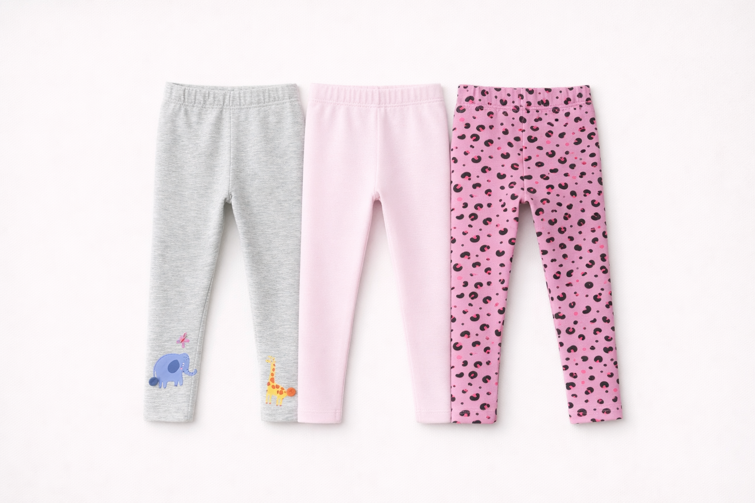 Kiabi Girls Pack of 3 Cotton Stretchable Ankle-Length Leggings