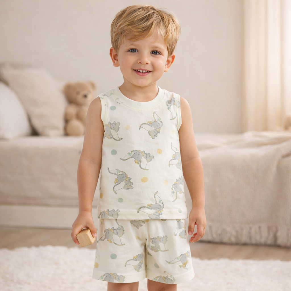 Mini Klub Elephant Print Sleeveless Top & Shorts Set