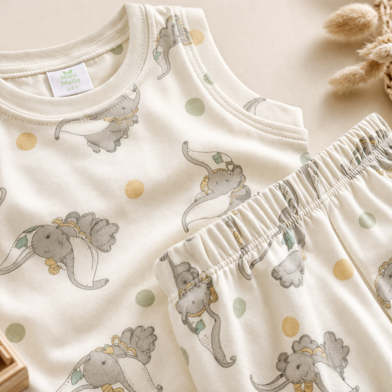 Mini Klub Elephant Print Sleeveless Top & Shorts Set