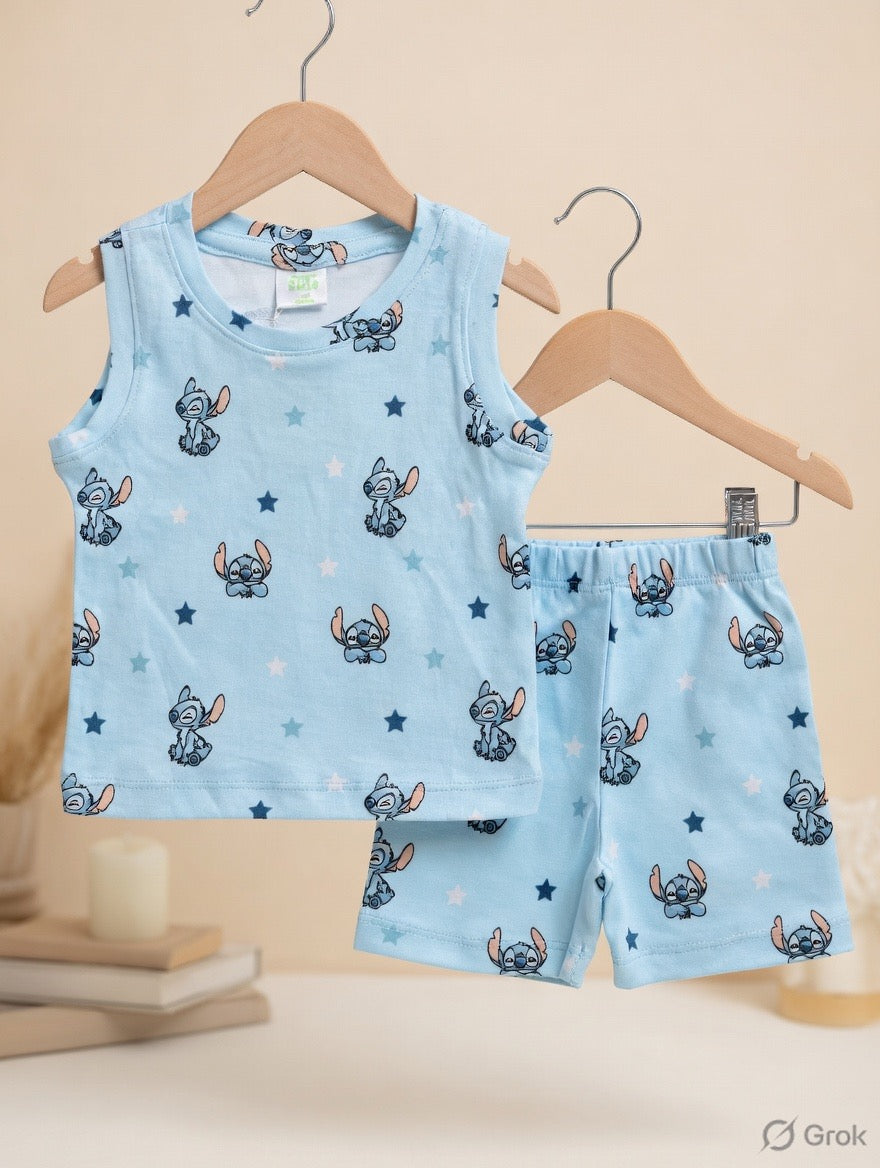 Mini Klub Stitch Sleeveless Top & Shorts Set