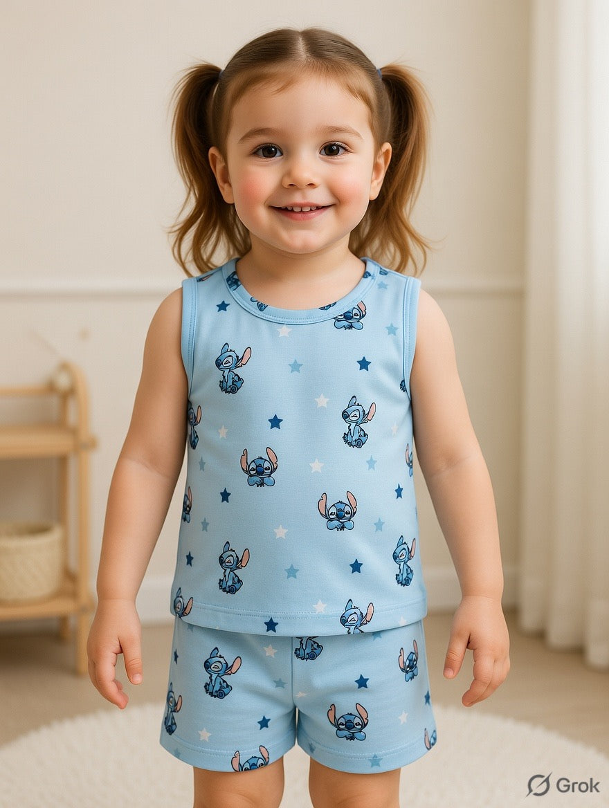 Mini Klub Stitch Sleeveless Top & Shorts Set