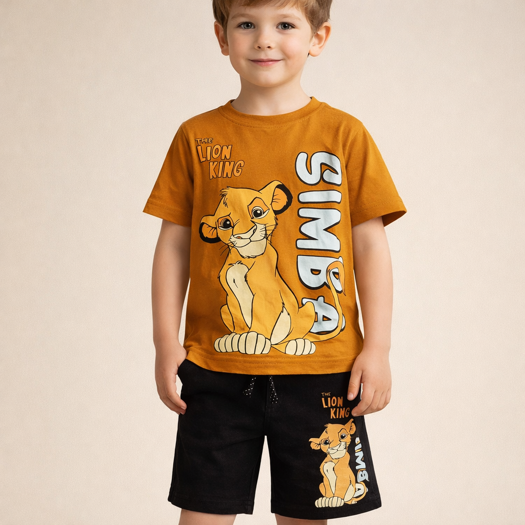 Disney Lion King Simba Orange & Black Short Set for Boys