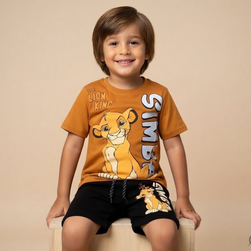 Disney Lion King Simba Orange & Black Short Set for Boys