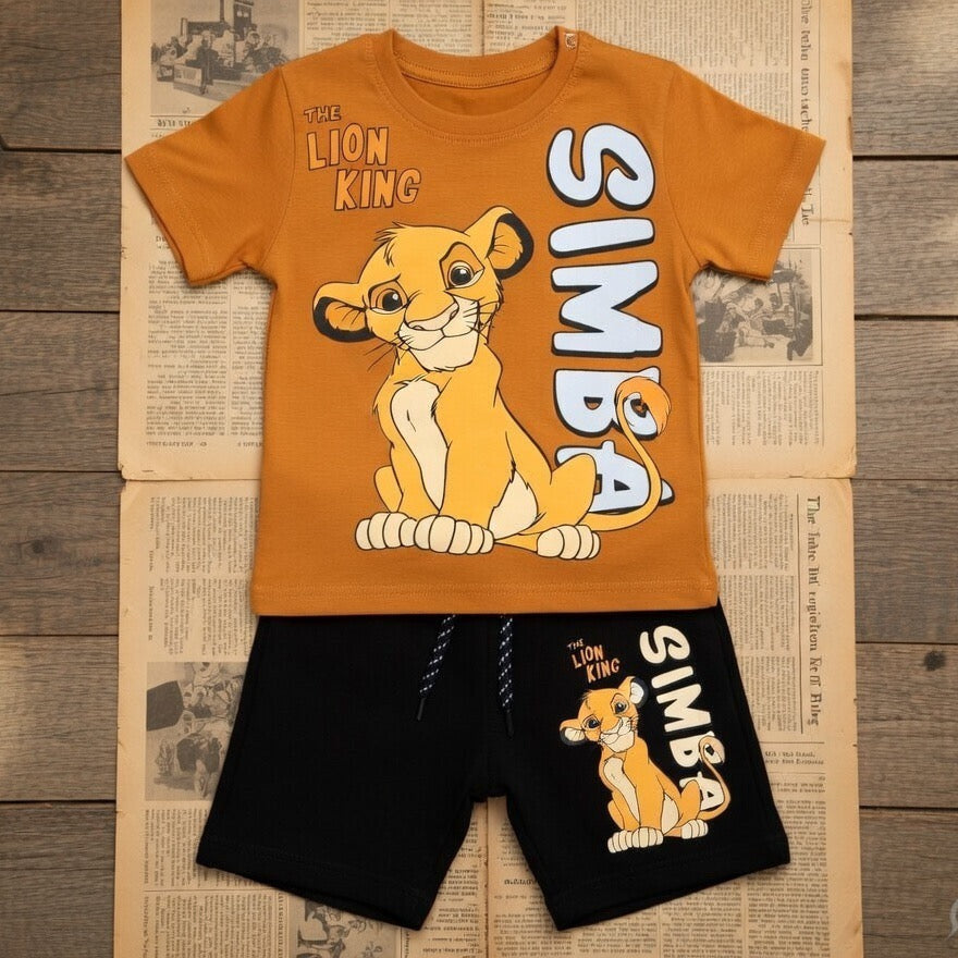 Disney Lion King Simba Orange & Black Short Set for Boys