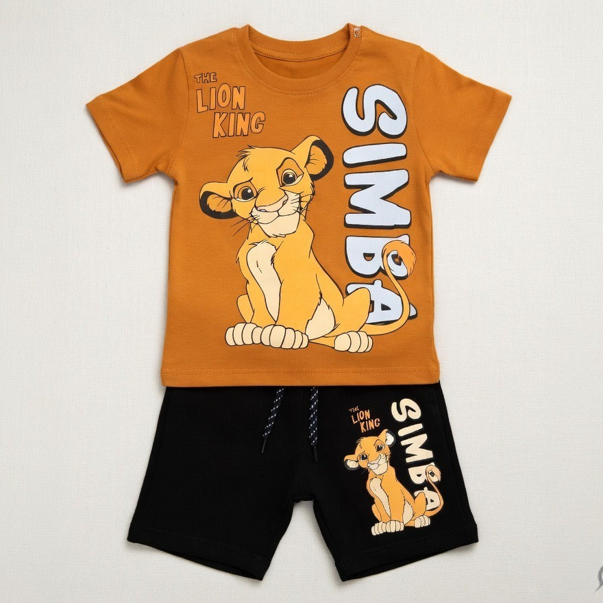 Disney Lion King Simba Orange & Black Short Set for Boys