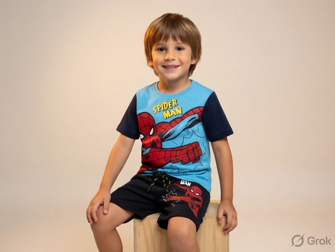 Marvel Spider-Man Blue & Navy Short Set for Boys
