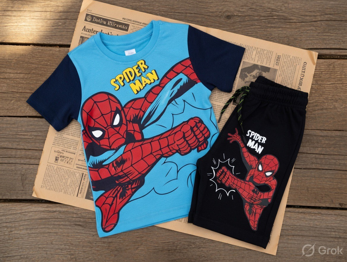 Marvel Spider-Man Blue & Navy Short Set for Boys