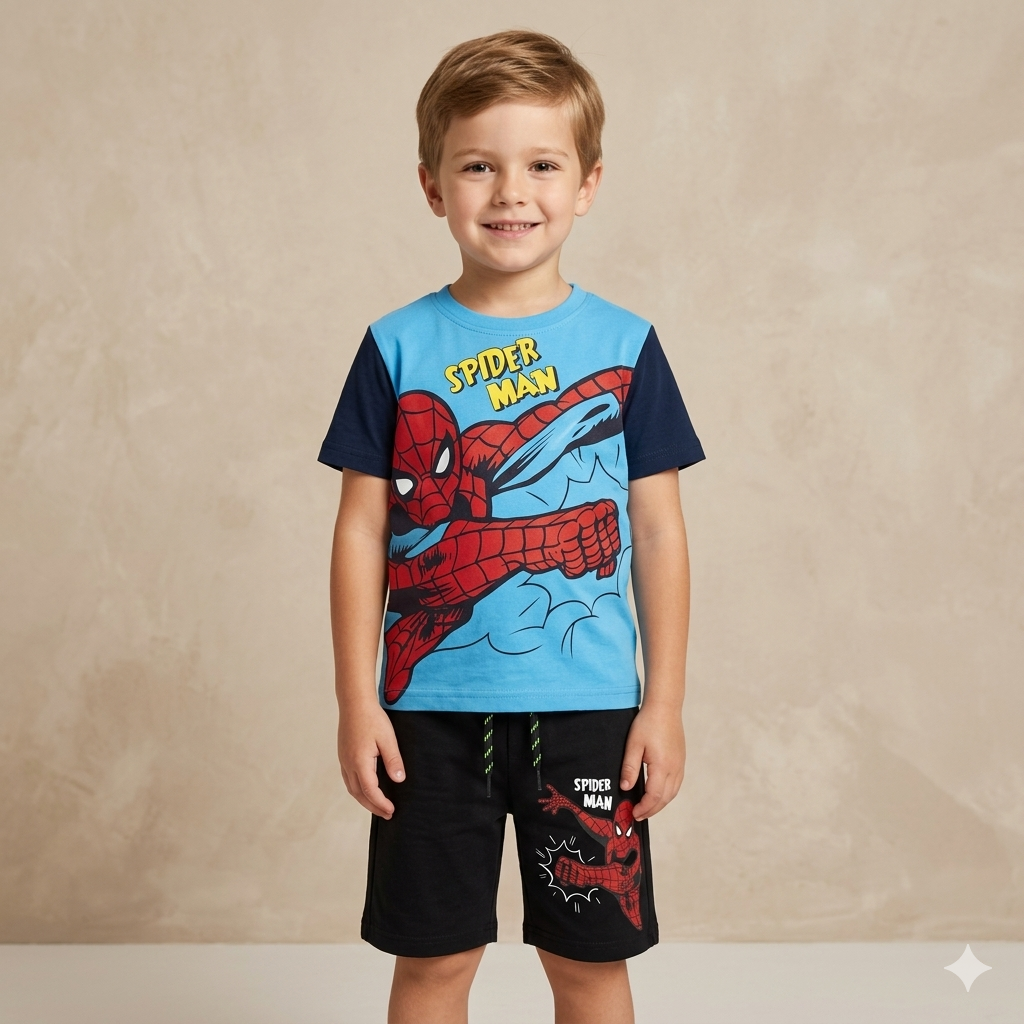 Marvel Spider-Man Blue & Navy Short Set for Boys
