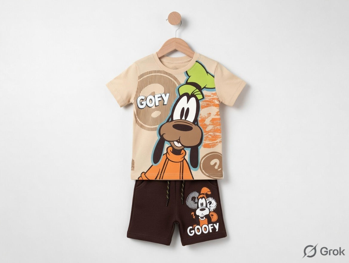 Disney Goofy Beige & Brown Short Set for Boys