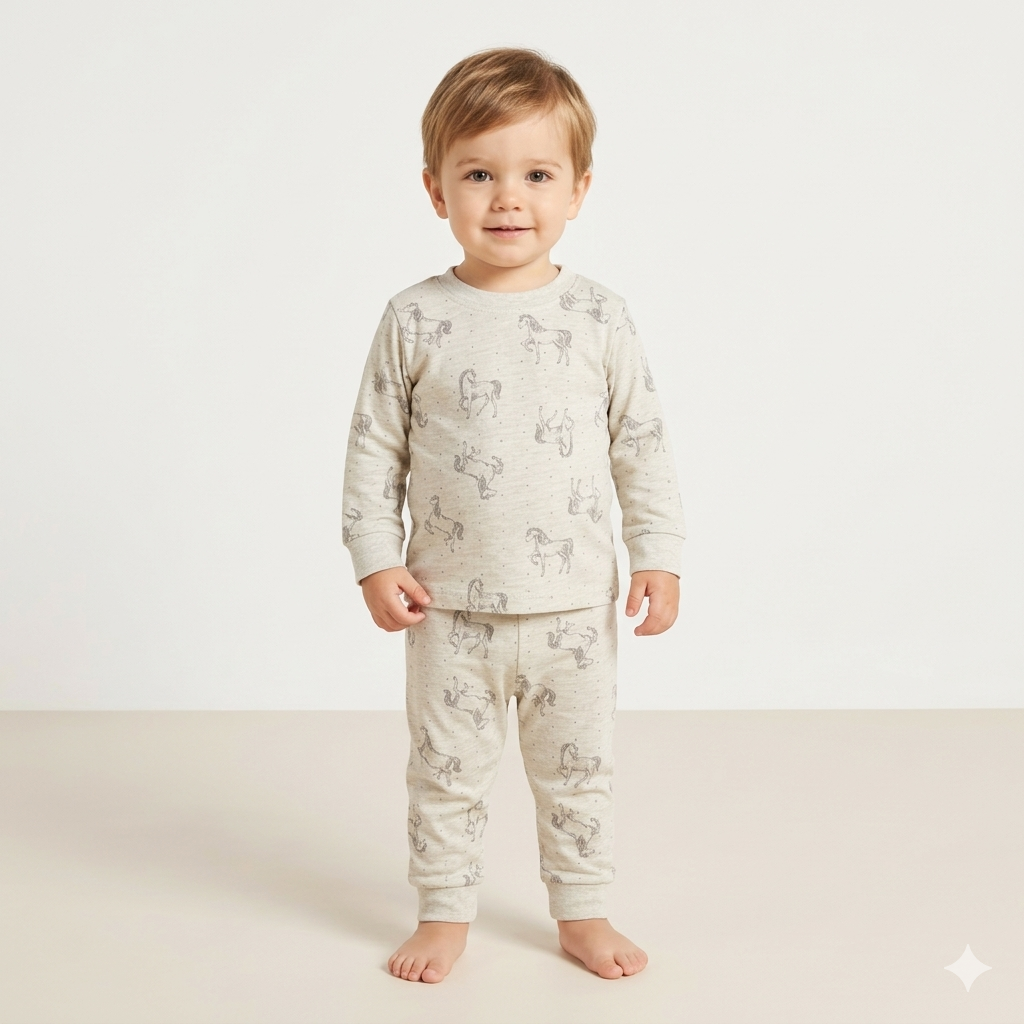 Minicute Horse Print Full Sleeve Top & Pants Set