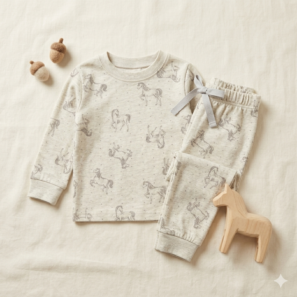 Minicute Horse Print Full Sleeve Top & Pants Set