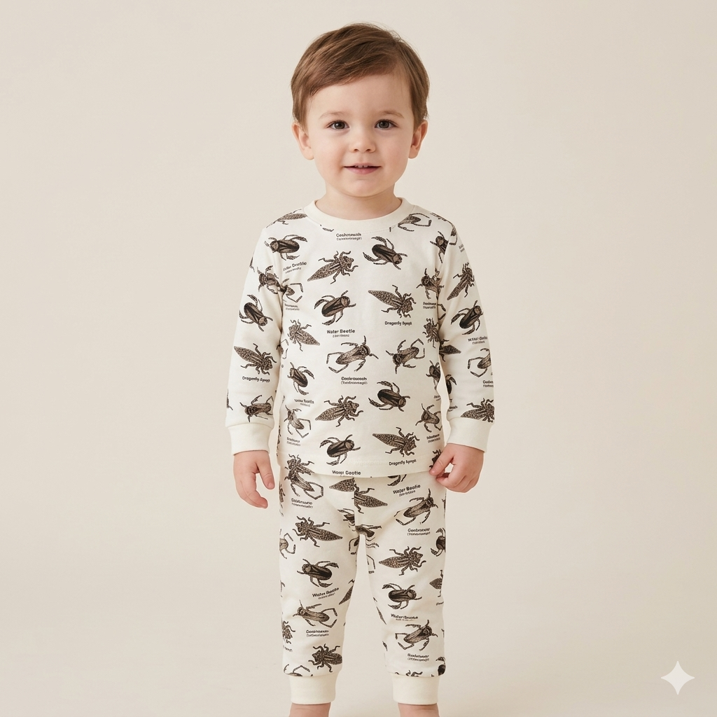Minicute Insect Print Full Sleeve Top & Pants Set