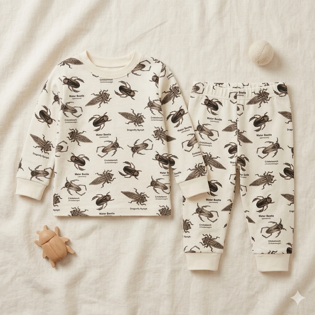 Minicute Insect Print Full Sleeve Top & Pants Set