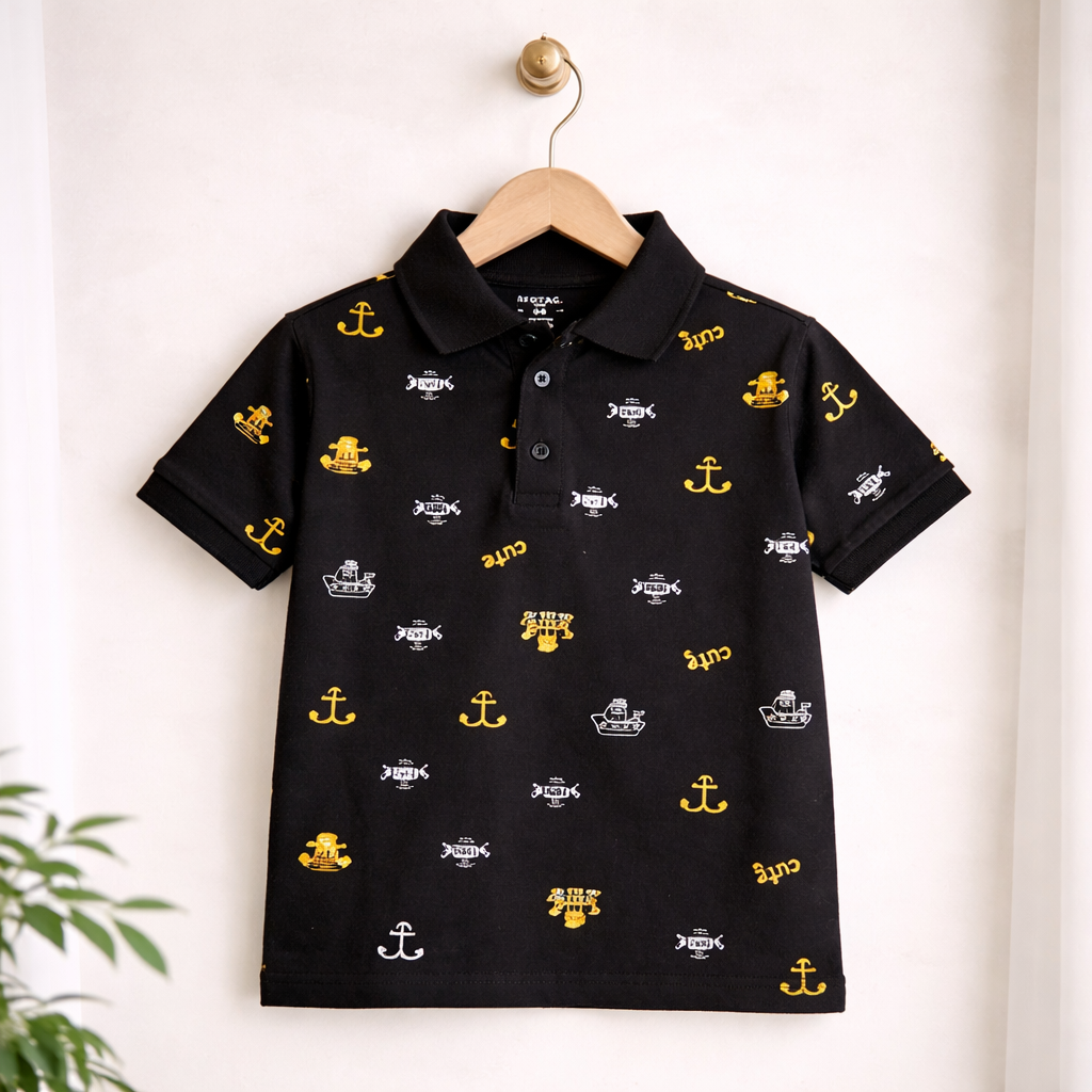 Cool Nautical Print Polo T-Shirt