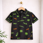 Cool Surf & Palm Print Polo T-Shirt