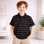 Classic Black Striped Polo T-Shirt