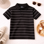 Classic Black Striped Polo T-Shirt