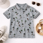 Cool Tropical Print Polo T-Shirt