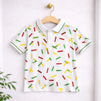 Vibrant Confetti Print Polo T-Shirt