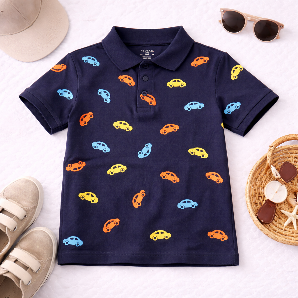 Trendy Car Print Polo T-Shirt