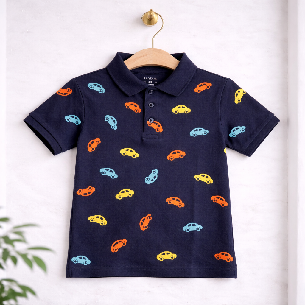 Trendy Car Print Polo T-Shirt