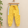 Mustard Yellow Kids Jogger Pants with Grey Side Stripes