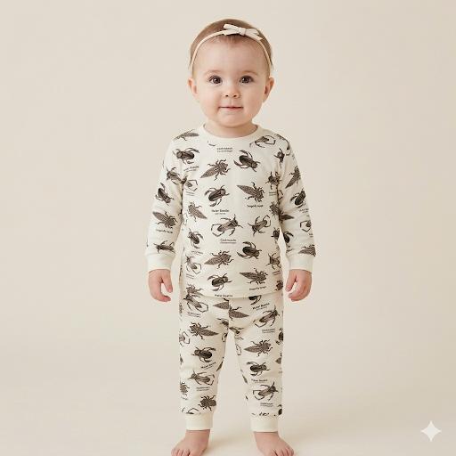 Minicute Insect Print Full Sleeve Top & Pants Set