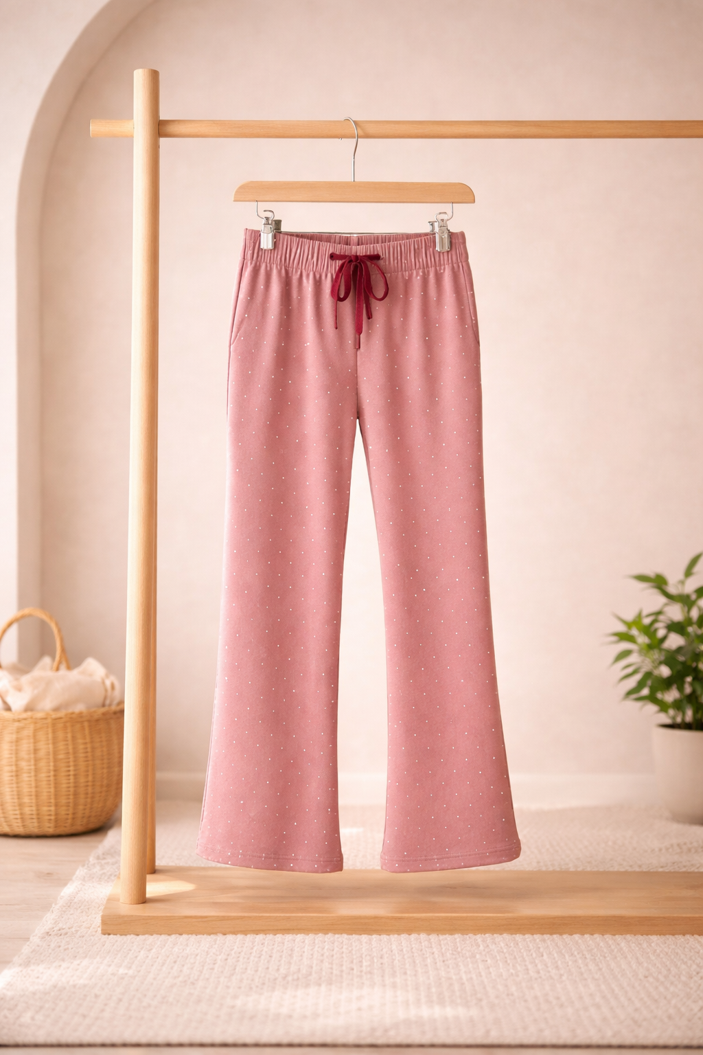 Dusty Pink Polka bootcut Co-ord Set