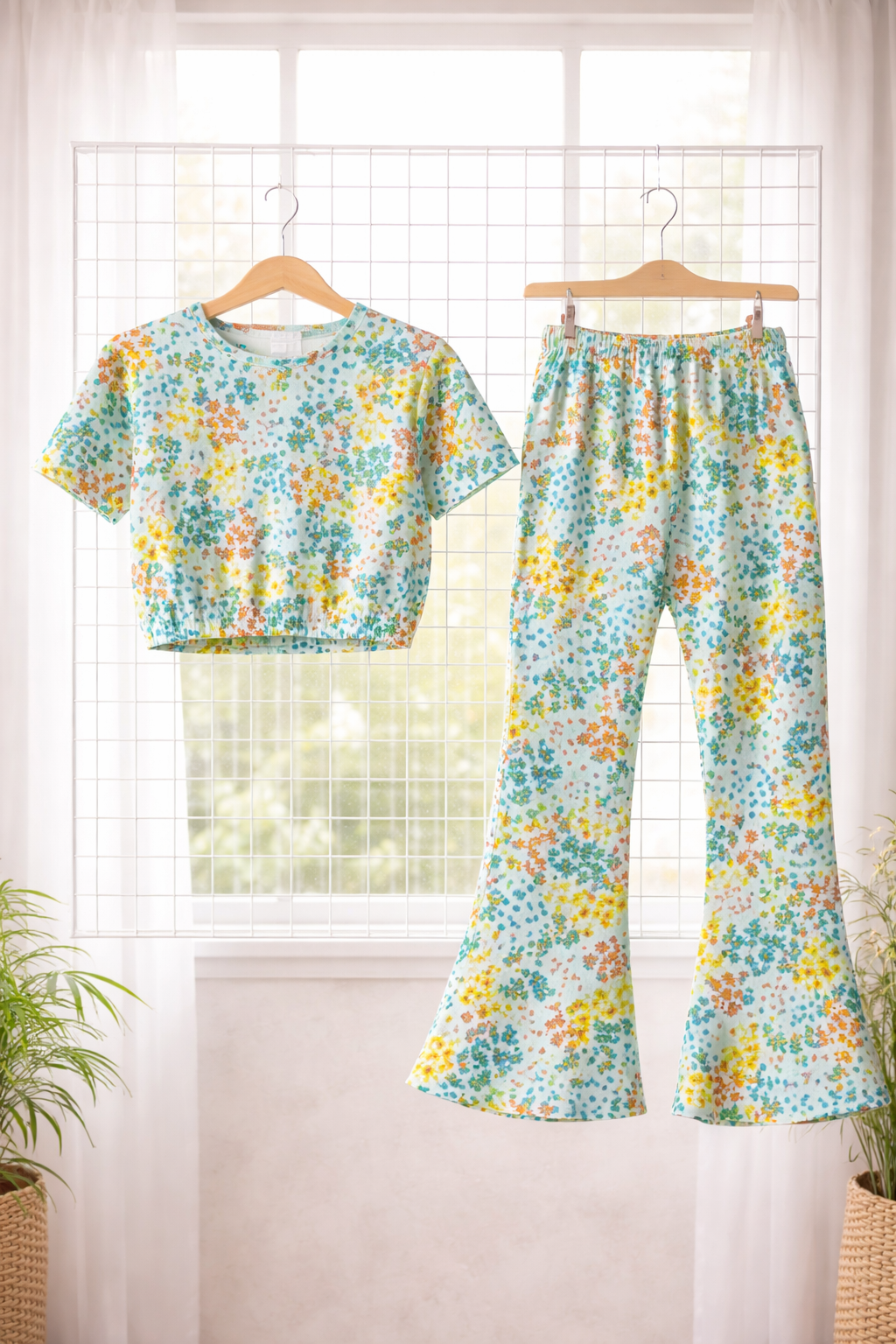Pastel Floral Breeze Bootcut Co-ord Set