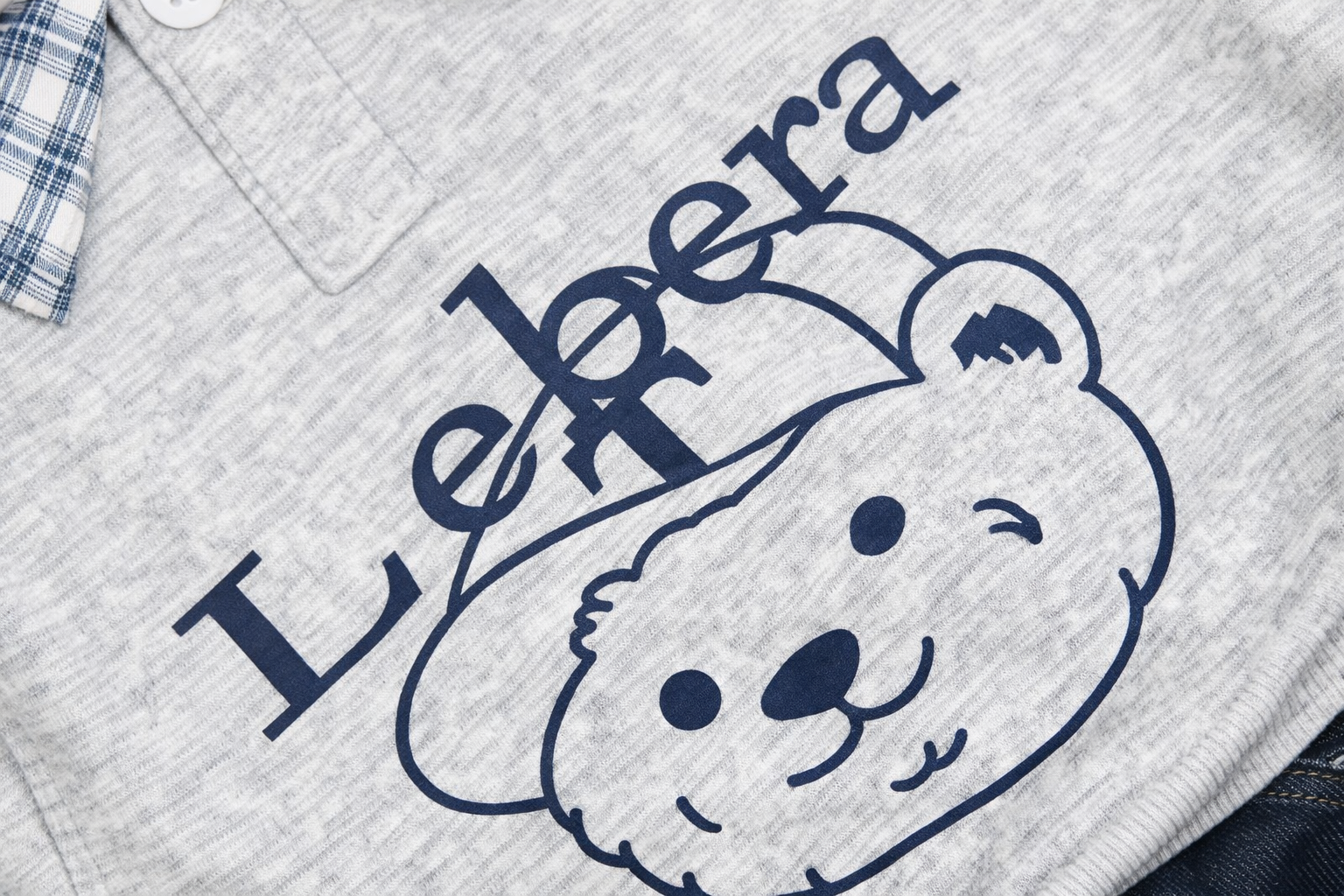 Grey Bear Print Kids Sweatshirt & Denim Jogger Set