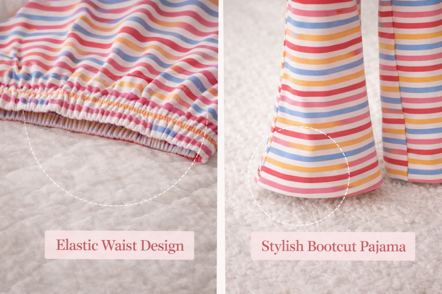 Pastel Rainbow Stripe Bootcut Co-Ord Set