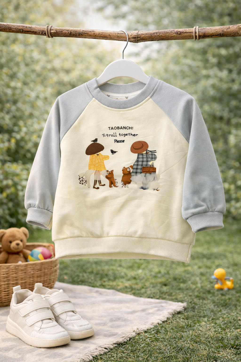 Blue Cream Print Sweatshirt