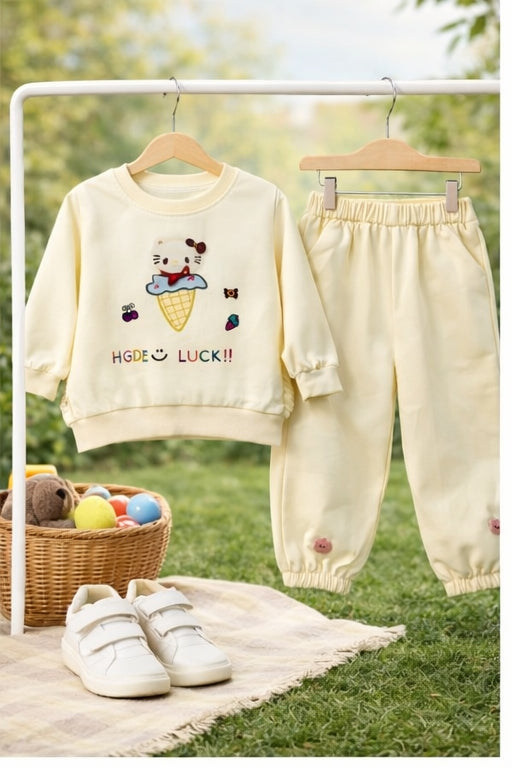 Cream Cute kitty Co-Ord Set