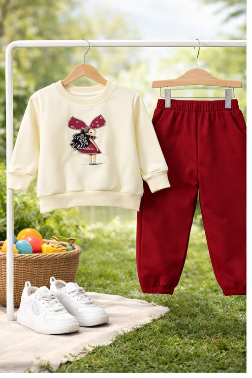 Cute Cream & Red Co-Ord Set with Mini Sling Bag