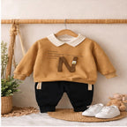 Camel Kids Sweatshirt & Jogger Set with Collar