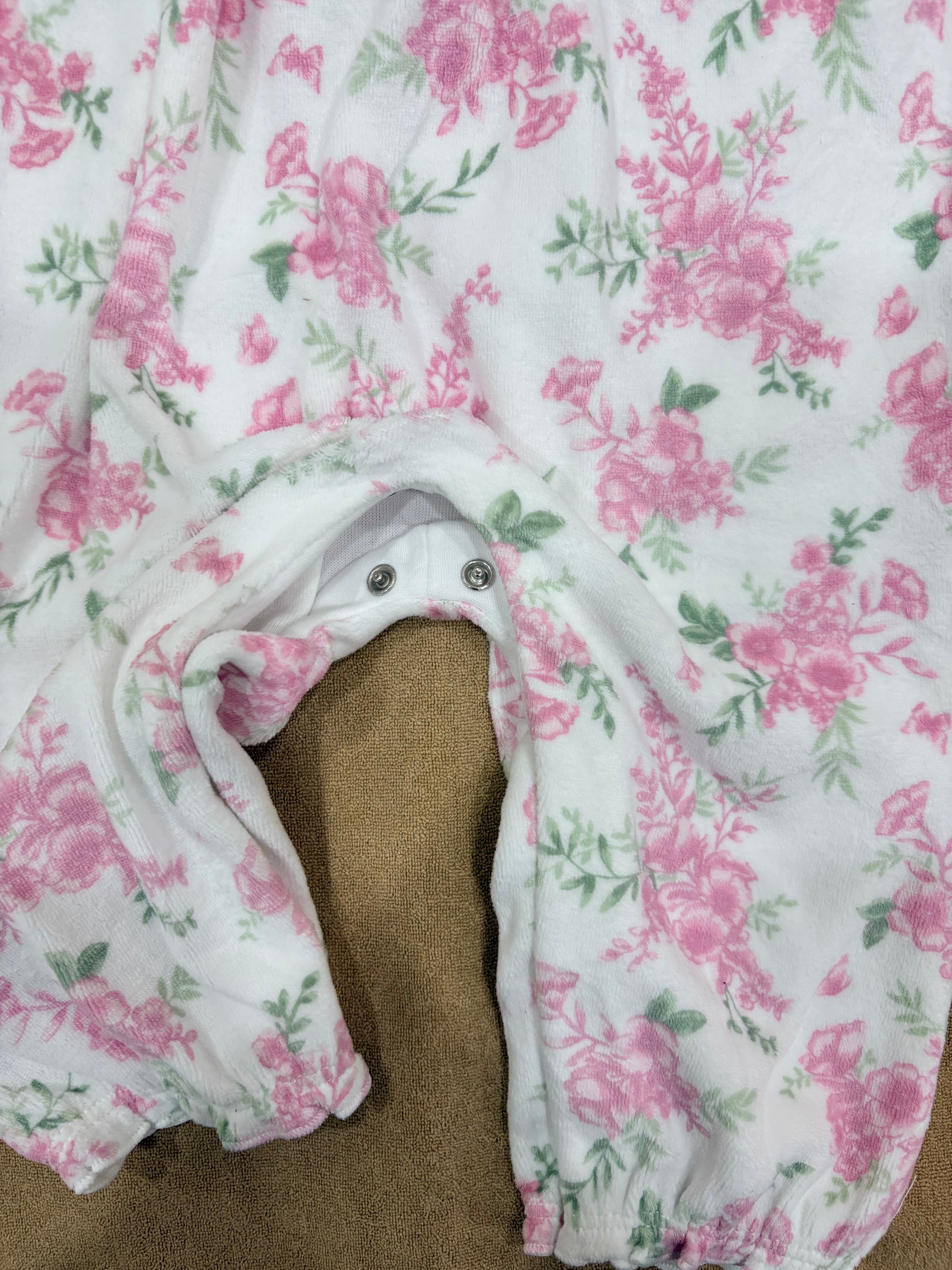 Baby Girls Floral Dungaree Style Jumpsuit Set with Ruffle Collar Top