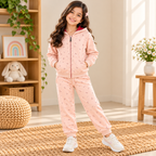 Girls Pink Polka Dot Hooded Jacket & Jogger Set