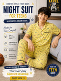 Yellow Adventure Ride Print Night Suit