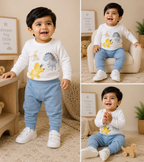 Dinosaur with volcano Print Cotton Co-Ord Set