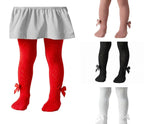 Baby Girls Textured Cotton Stockings with Bow Detail