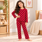 Maroon Heart Print Co-ord Set