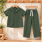 Dark Green Muslin Shirt & Pants Set