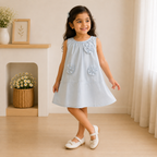 Powder Blue Floral A-Line Dress